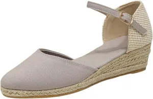 Closed Toe Espadrilles Wedges for Women Hoop and Loop Strap Dressy Summer Sandals 2025 Trendy Platform Slip On Wedges Comfortable Lightweight Walking Shoes Casual Breathable