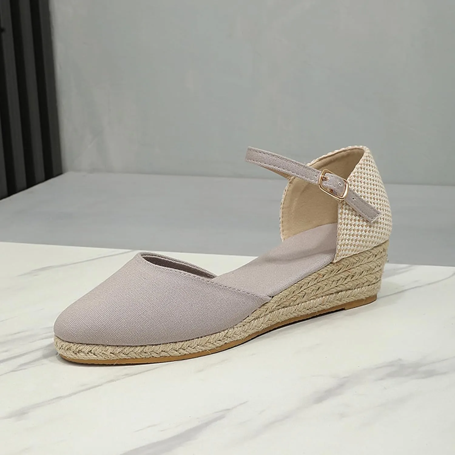Closed Toe Espadrilles Wedges for Women Hoop and Loop Strap Dressy Summer Sandals 2025 Trendy Platform Slip On Wedges Comfortable Lightweight Walking Shoes Casual Breathable