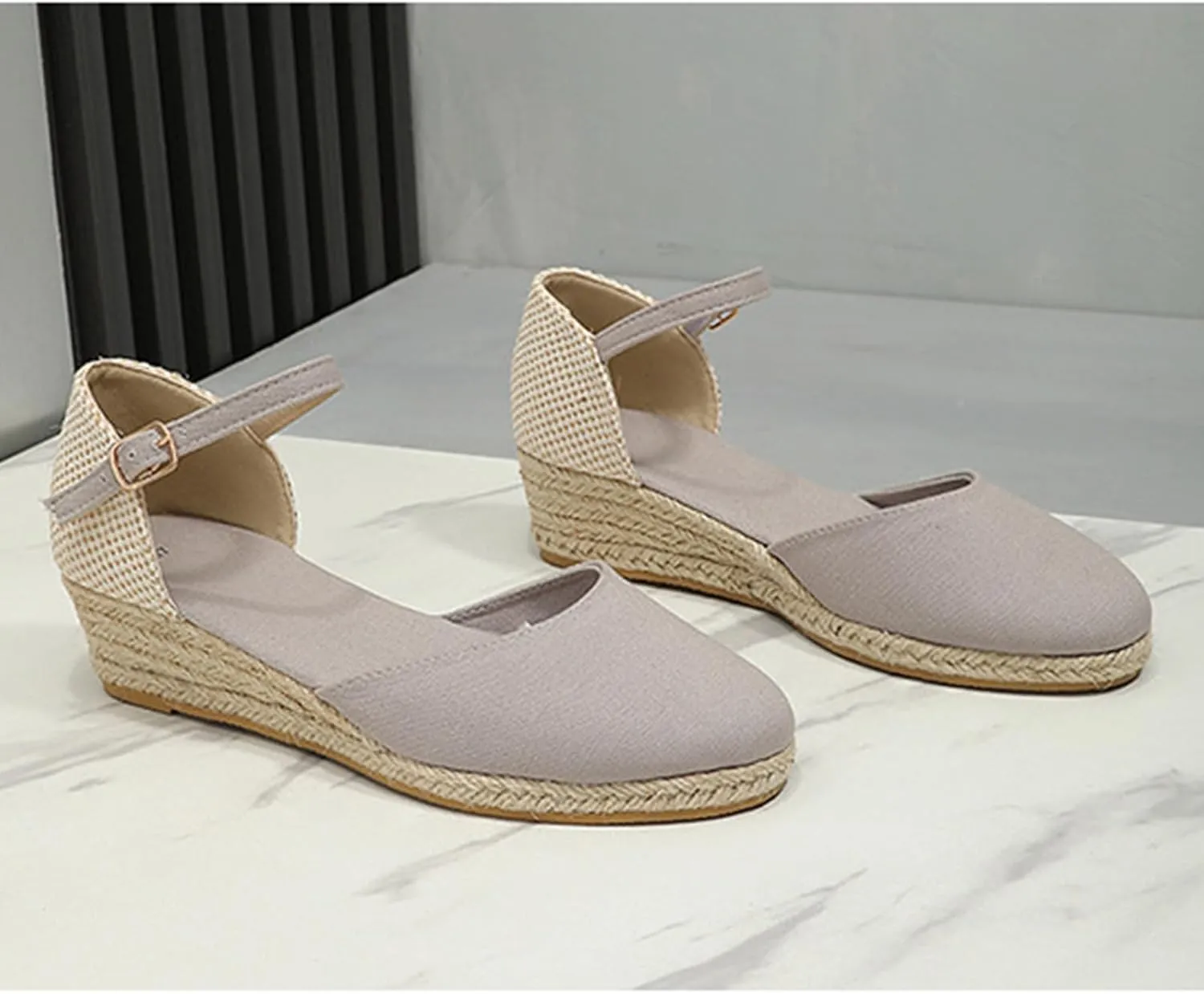 Closed Toe Espadrilles Wedges for Women Hoop and Loop Strap Dressy Summer Sandals 2025 Trendy Platform Slip On Wedges Comfortable Lightweight Walking Shoes Casual Breathable