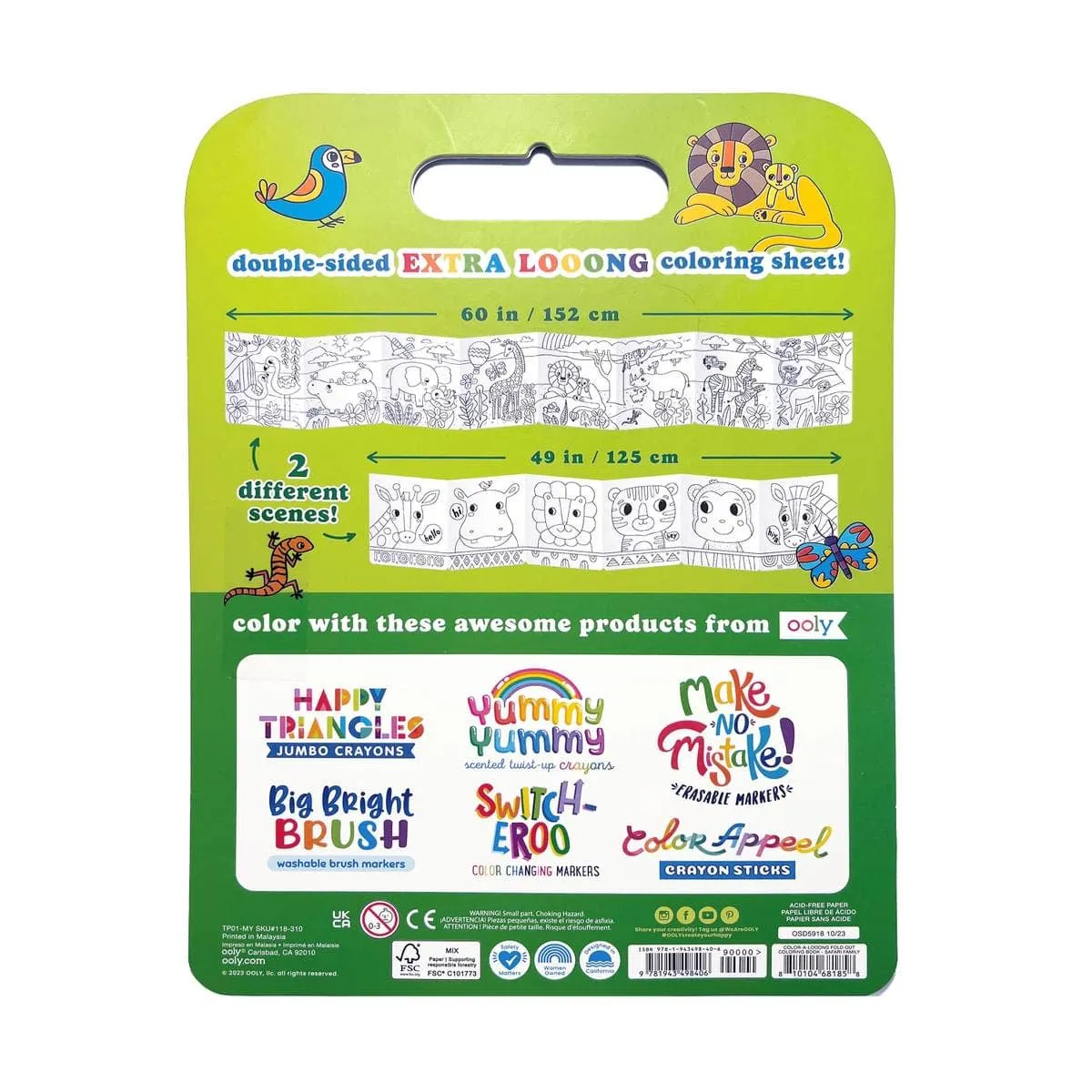 Color-A-Loong Fold Out Coloring Book, Safari Family