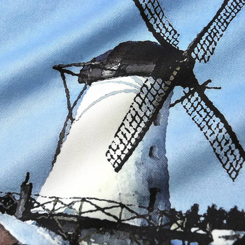 Comic Landscape Illustration Print Jacket