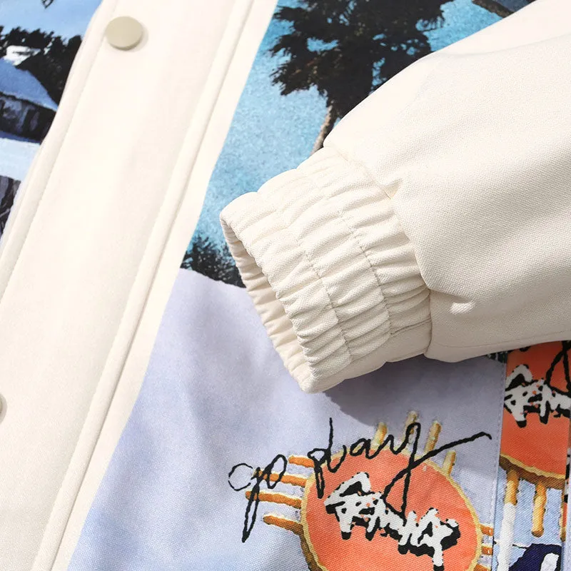 Comic Landscape Illustration Print Jacket