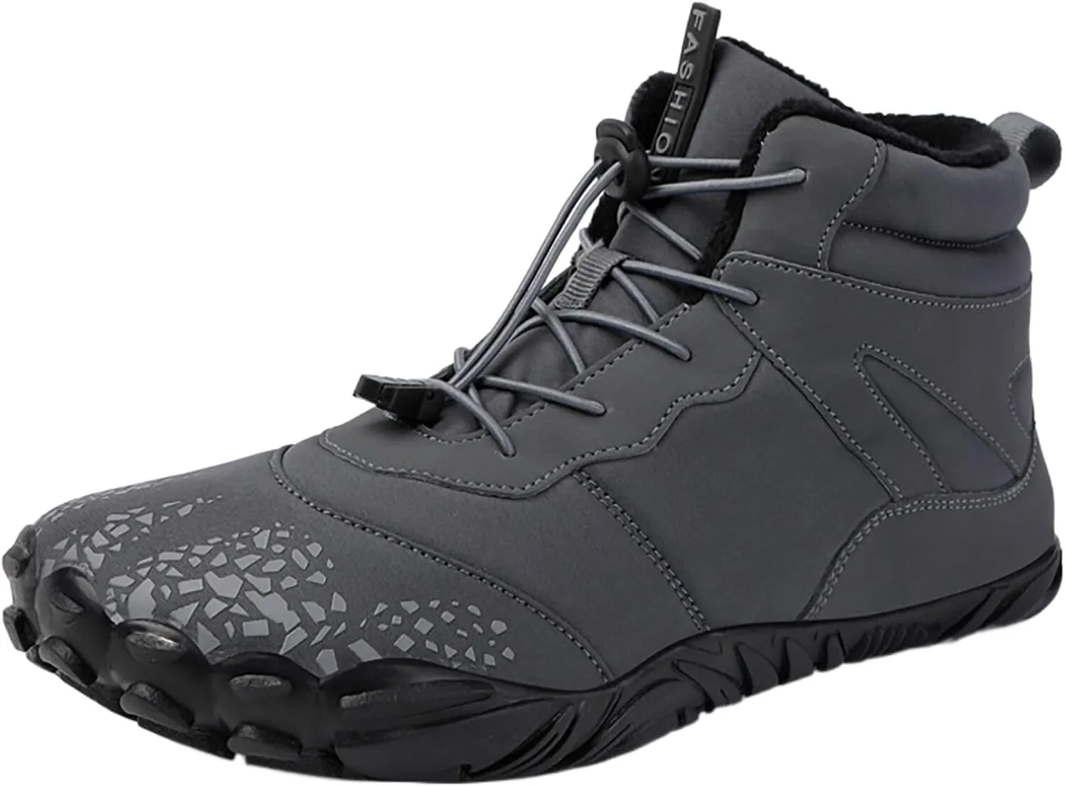 Crzidha Hiking Boots for Women Men Winter Snow Warm Fleece Winter Lined Waterproof Wide Toe Box Barefoot Shoe Outdoor Trail Trekking Pull On Ankle Boots with Elastic Cord Buckle Ultra Soft Non Slip Sole