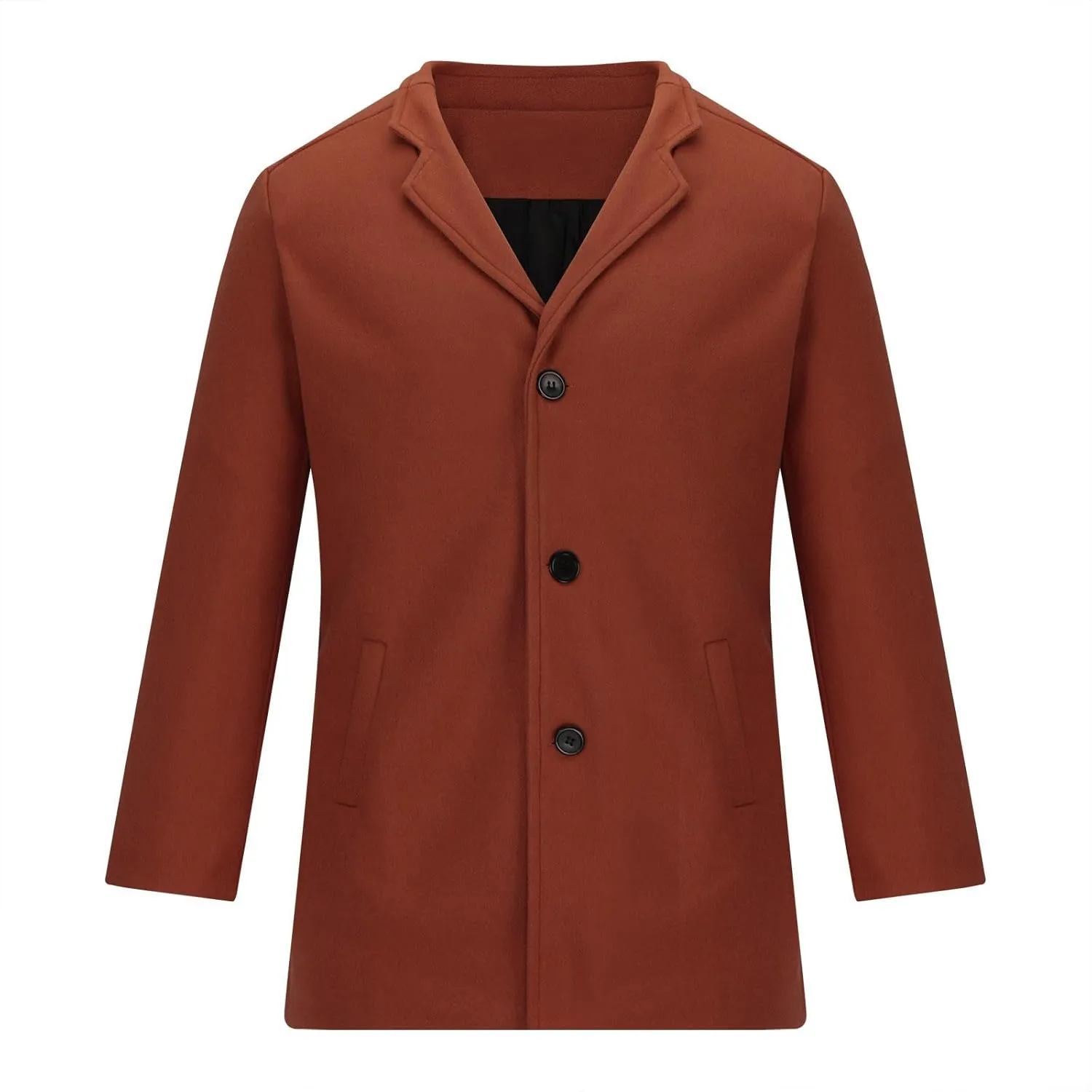 Ctreela Slim Fit Trench Coat for Men's Classic Notched Collar Overcoats Business Casual Long Jacket Coat Winter Work Wear