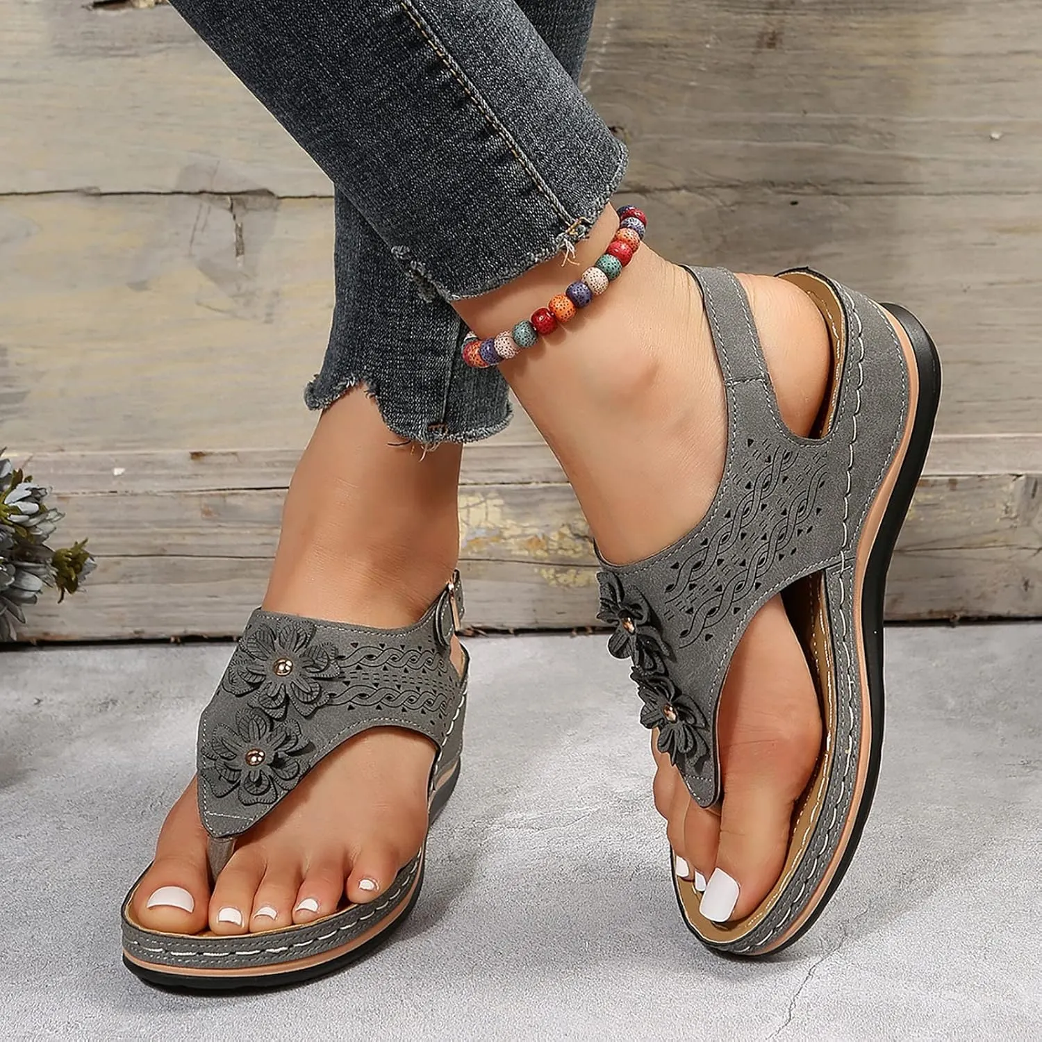 Cute Sandals for Women Dressy, Womens Orthopedic Flip Flops Wedge Sandal 2025 Dressy Summer Comfortable Arch Support