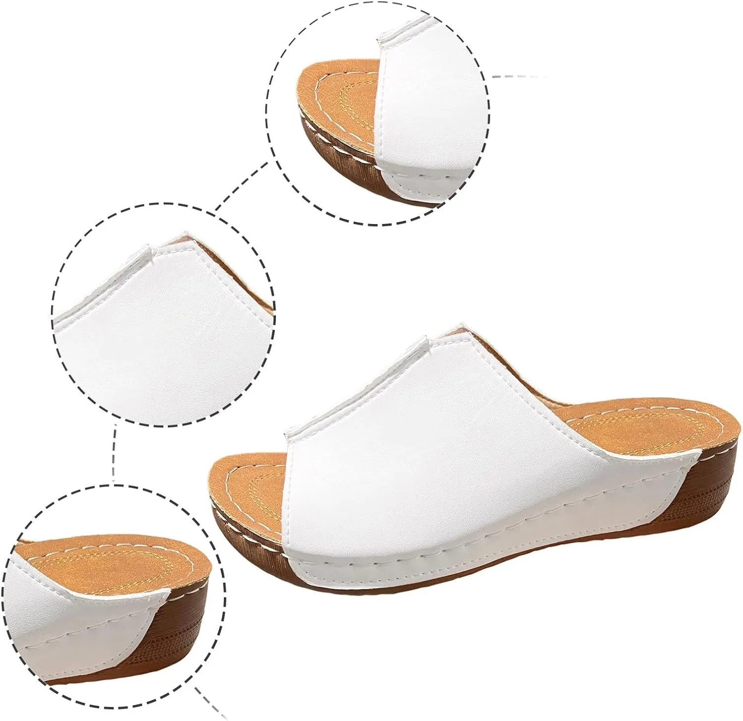Damping Sole Upgradation Stretch Sandals for Women Orthopedic Arch Support Flat Slip on Platform Wedge Sandals