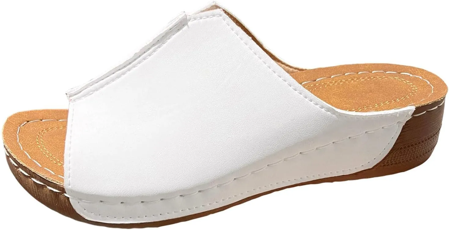Damping Sole Upgradation Stretch Sandals for Women Orthopedic Arch Support Flat Slip on Platform Wedge Sandals
