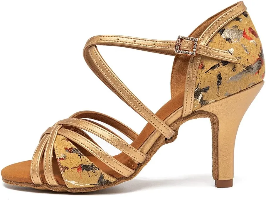 Dance Shoes for Women Latin Ballroom Professional Dancing Heels Shoes Open Toe Salsa Dance Shoes