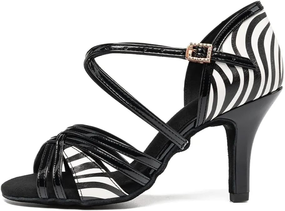 Dance Shoes for Women Latin Ballroom Professional Dancing Heels Shoes Open Toe Salsa Dance Shoes