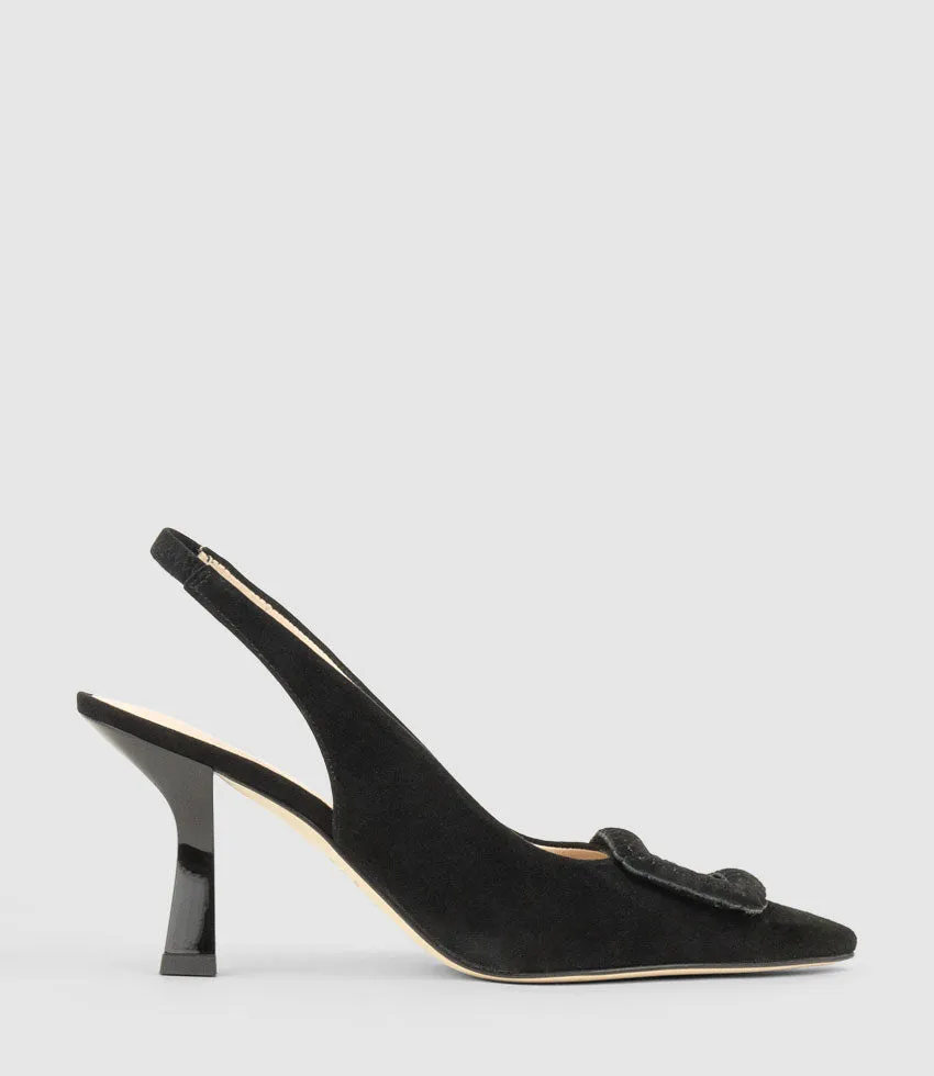 DELANEY80 Slingback with Ornament in Black Suede