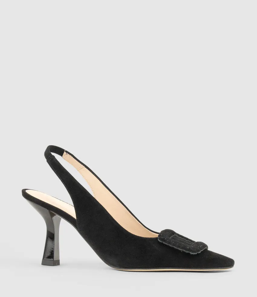 DELANEY80 Slingback with Ornament in Black Suede