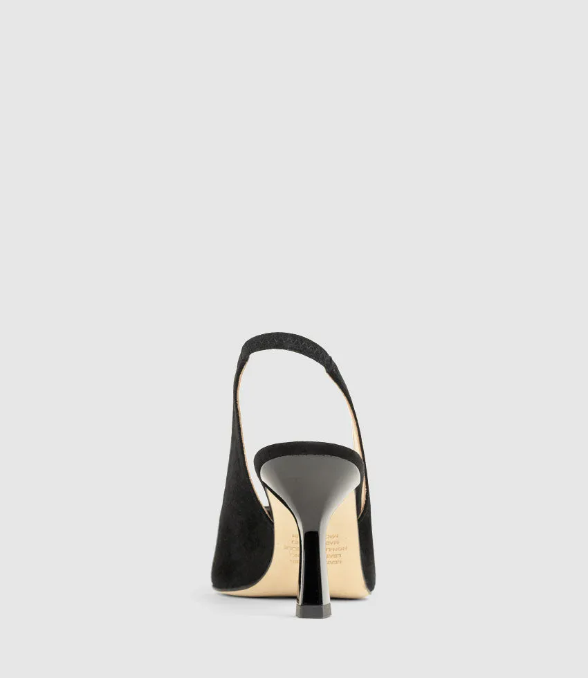 DELANEY80 Slingback with Ornament in Black Suede