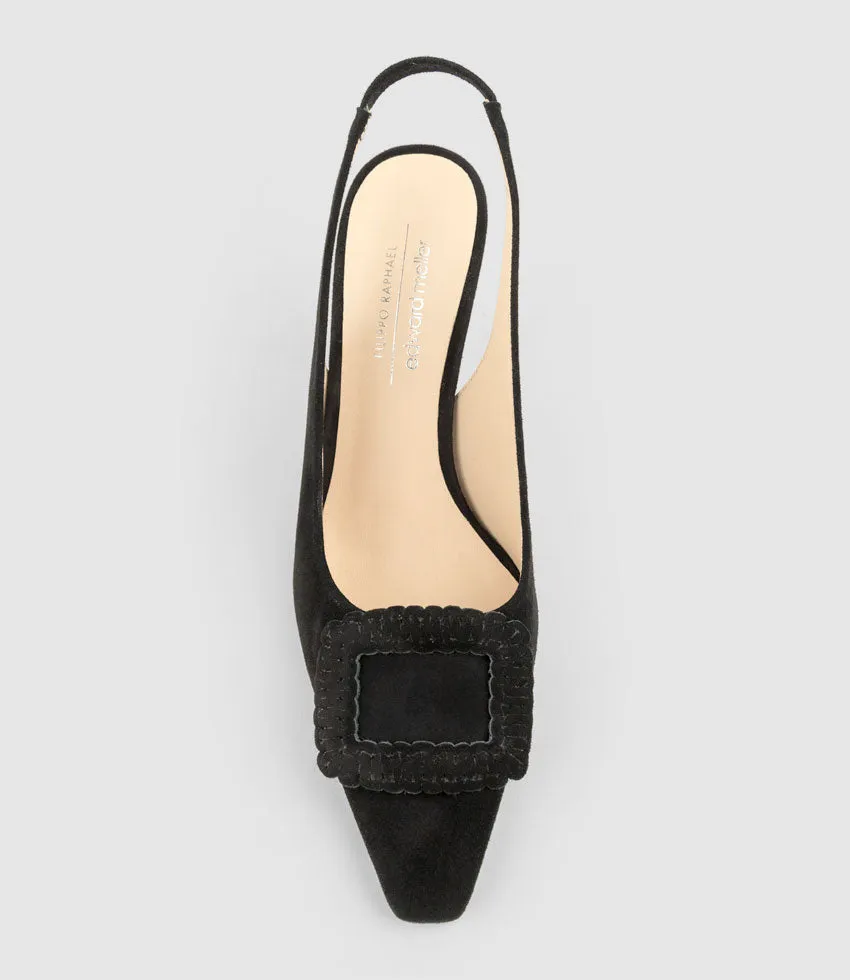 DELANEY80 Slingback with Ornament in Black Suede