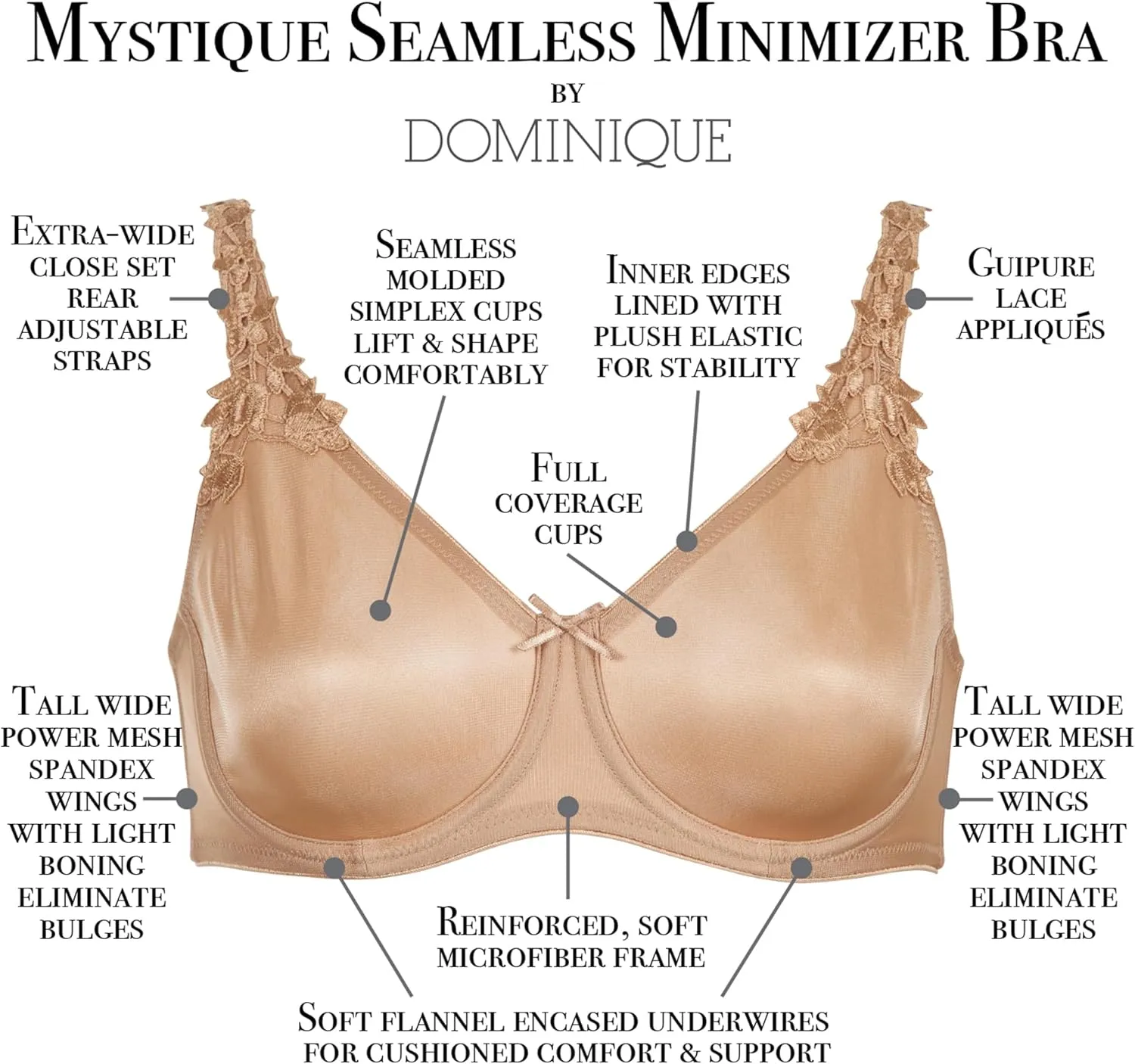 Dominique Women's Full Figure Comfort Fit Seamless Minimizer Bra #7000 (32A-46H)