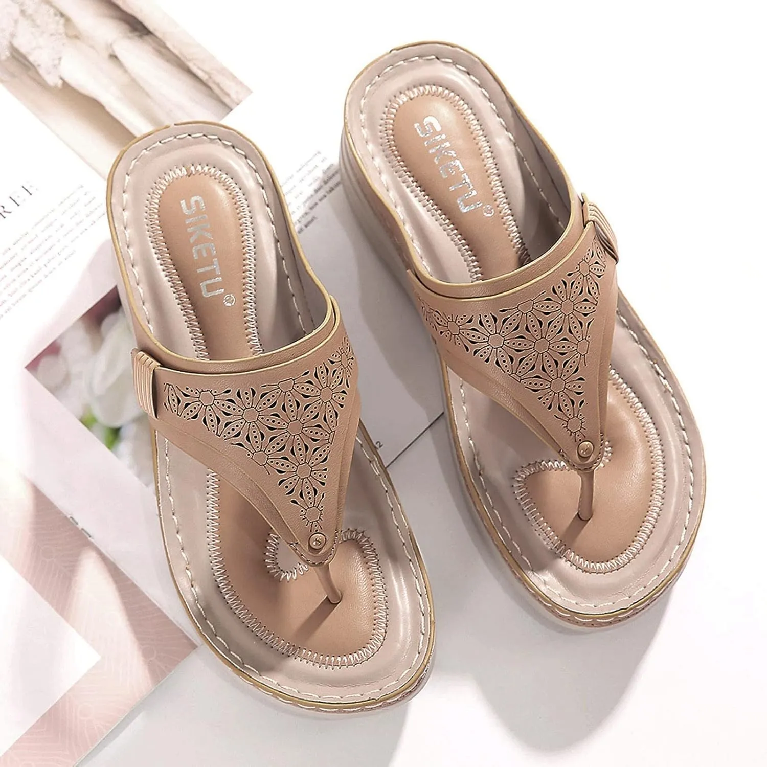 Dressy Sandals for Women, Women Orthopedic Summer Dressy Comfortable Sandals Arch Support Slides Non Slip Flip Flop