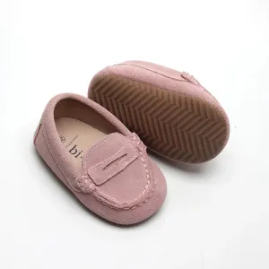 Dusty Rose Suede Penny Loafers