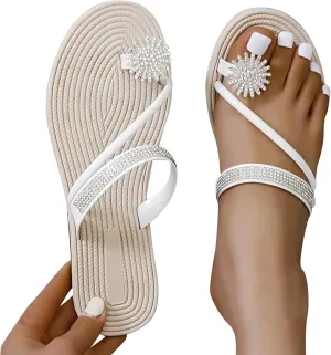 Eduavar Sandals Women Dressy Summer, Sandals Women Dressy Summer Falt Women Ring Toe Sandals Slippers Anti-Slip Shoes