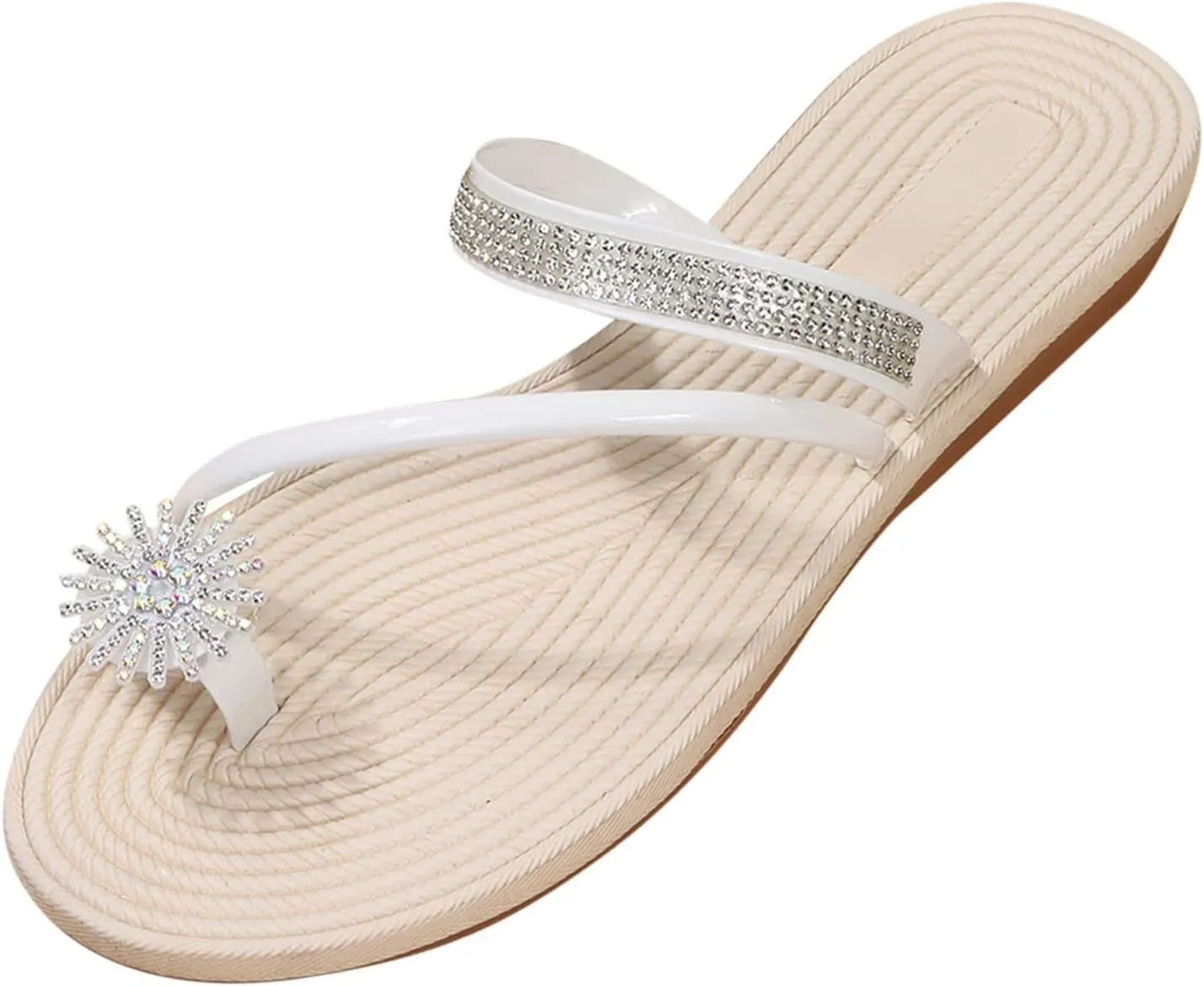 Eduavar Sandals Women Dressy Summer, Sandals Women Dressy Summer Falt Women Ring Toe Sandals Slippers Anti-Slip Shoes