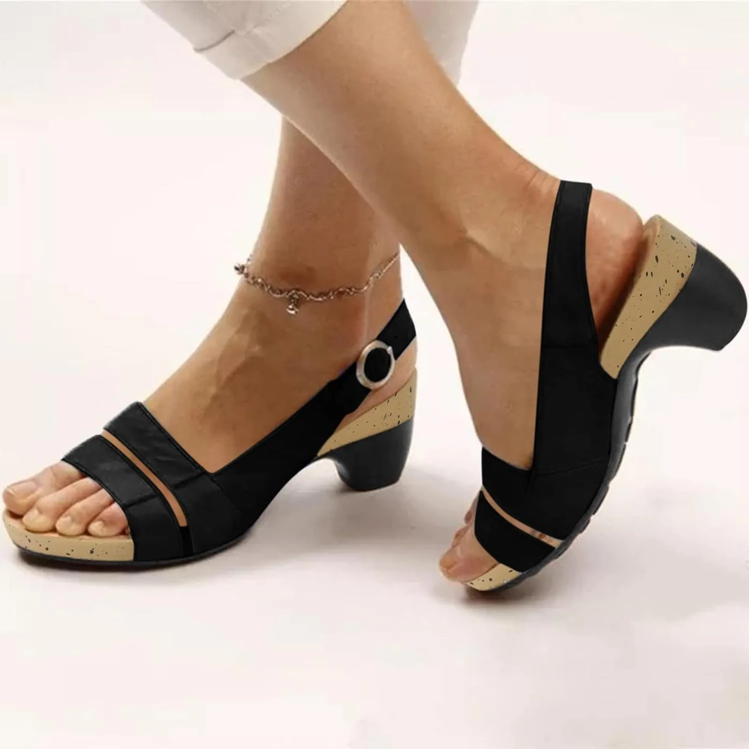 Eduavar Summer Sandals for Women 2023, Wedge Sandals for Women Ultra-Comfy Breathable Sandals Wedge Peep Toe Sandals Shoes