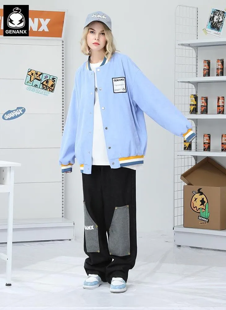 Embroidery Logo Baseball Collar Corduroy Jacket