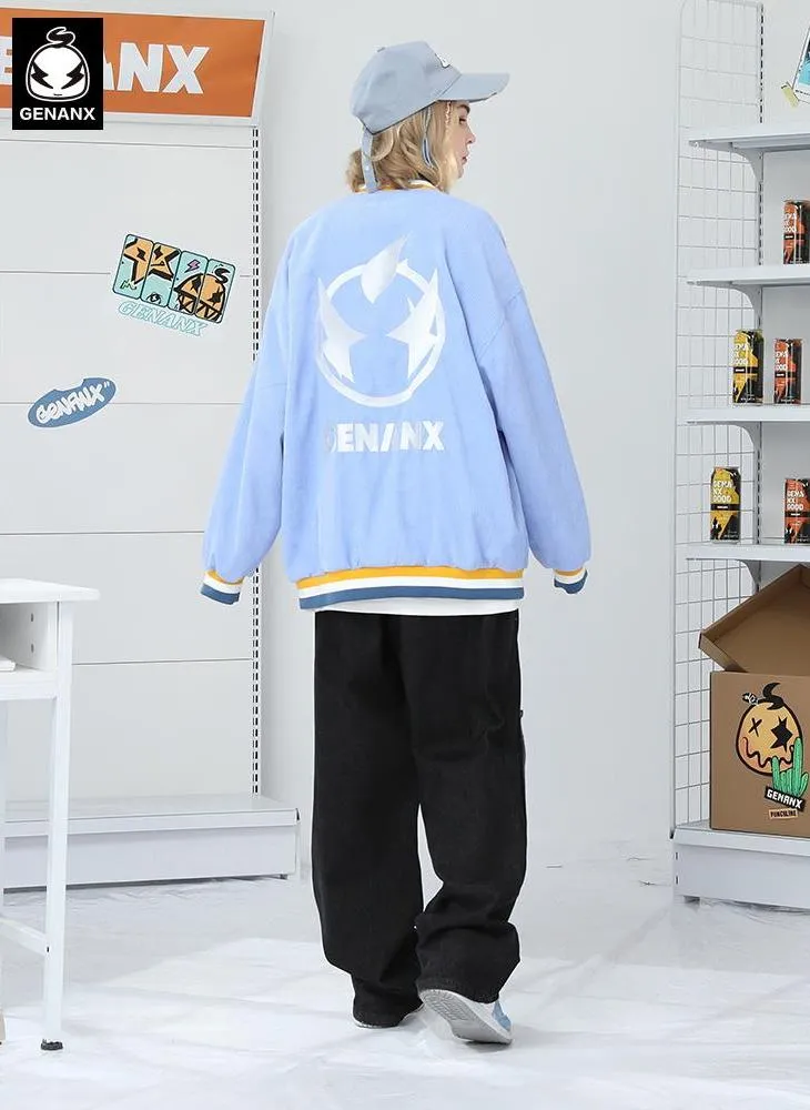 Embroidery Logo Baseball Collar Corduroy Jacket