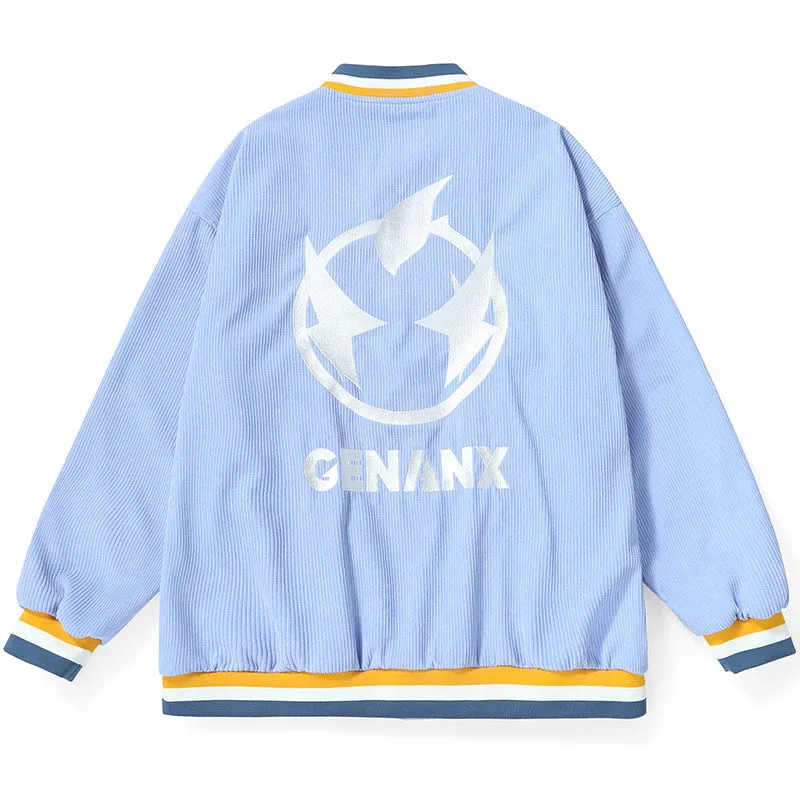 Embroidery Logo Baseball Collar Corduroy Jacket
