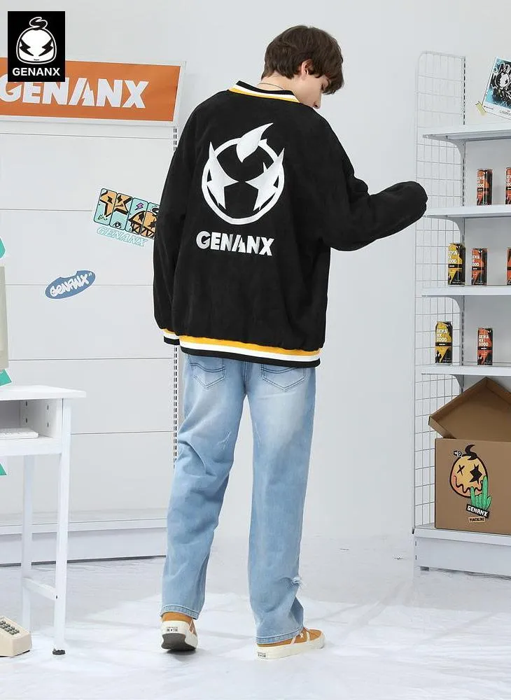 Embroidery Logo Baseball Collar Corduroy Jacket