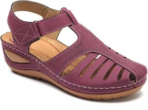 FFMA Women Summer Sandals Shoes Wedges Ankle Buckle Flip Flops Orthopedic Sandals Fashion Sandal Causal Comfortable Round Toe Gladiator Outdoor Shoes