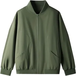 Finelylove Mens Bomber Jacket Lightweight Solid Zip Up Fall Windbreaker Casual Stylish Light Golf Jacket Big and Tall