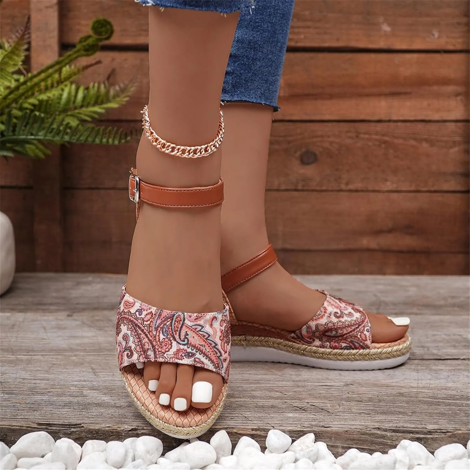 Flatform Wedge Sandal Dressy Casual Summer Plus Size Sandals Fishmouth Solid Color Low-Heeled Women's Shoes