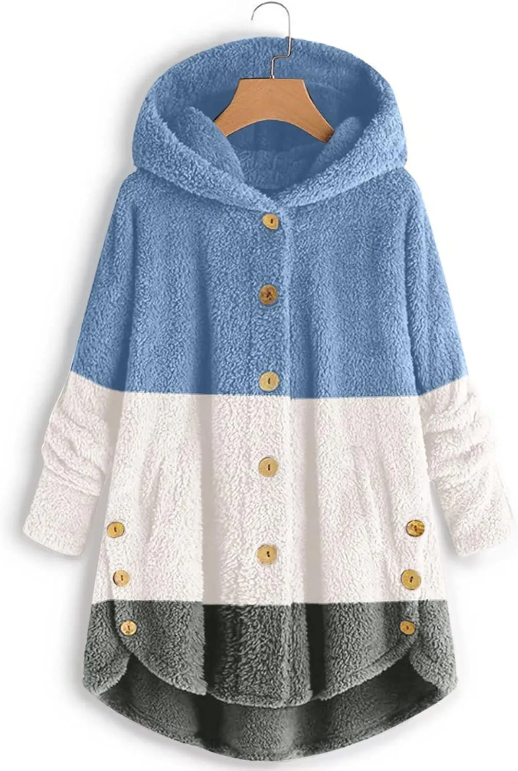 Fleece Zip Up Women Warm Winter Plus Size Cute Button Down Hooded Tops Teddy Coat Outerwear With Pockets Fall Jacket