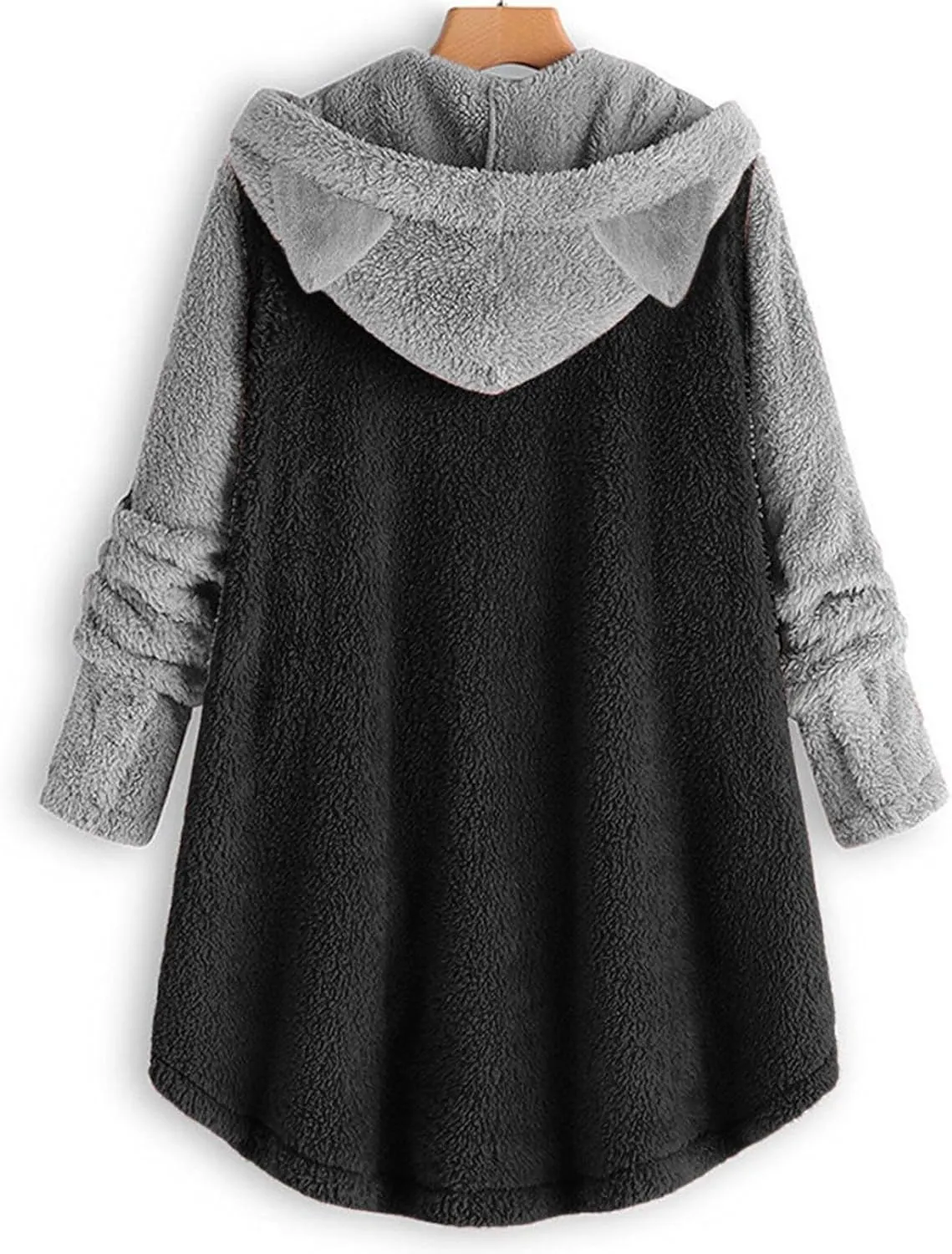 Fleece Zip Up Women Warm Winter Plus Size Cute Button Down Hooded Tops Teddy Coat Outerwear With Pockets Fall Jacket