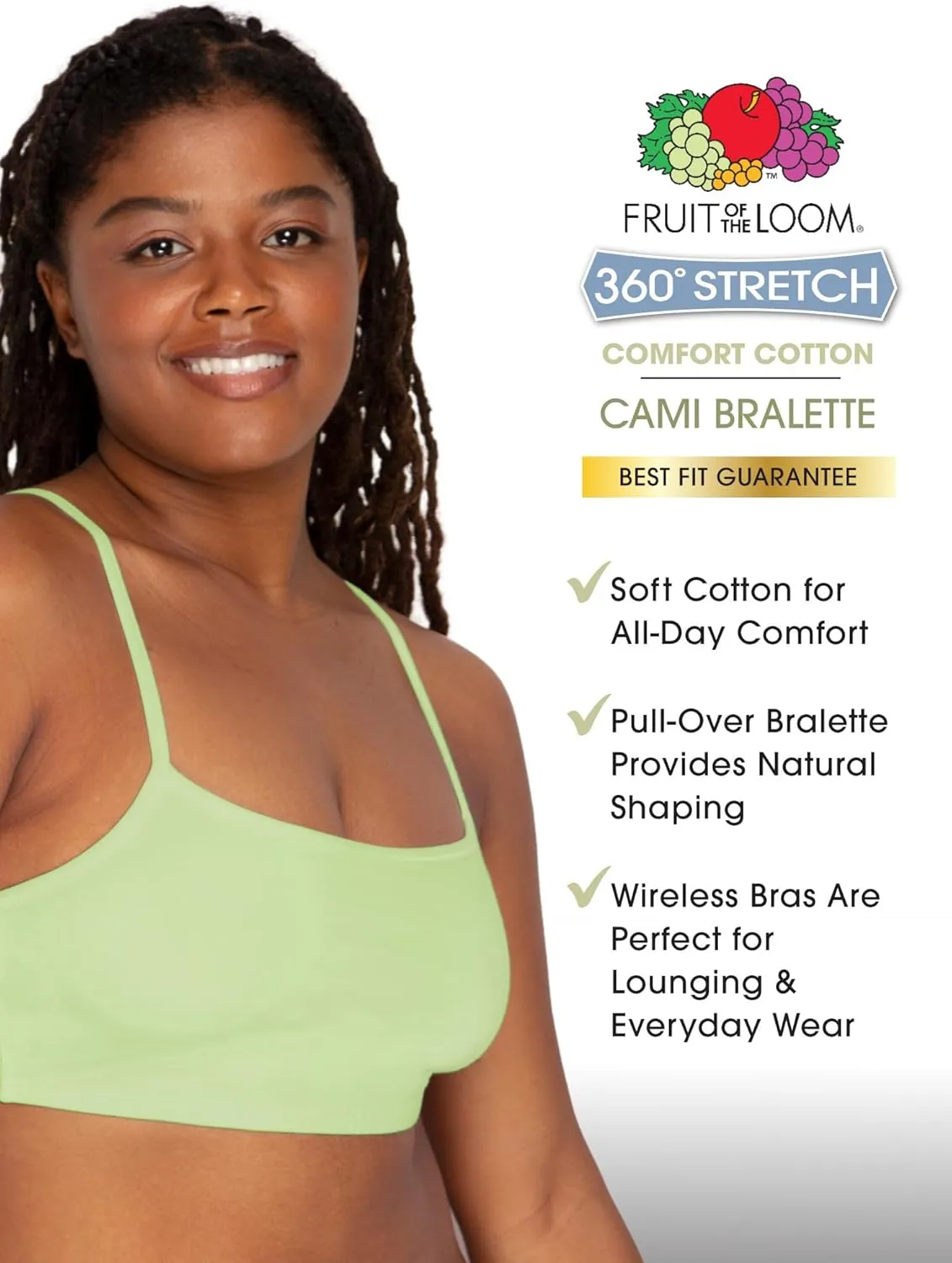 Fruit of the Loom Women's Spaghetti Strap Cotton Sports Bra - All-Day Comfort & Easy Movement