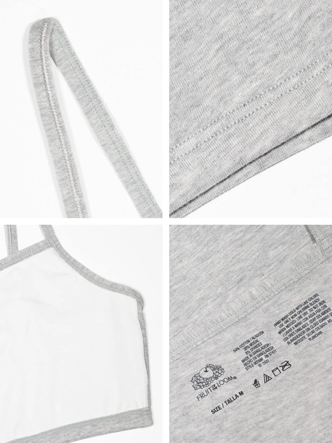Fruit of the Loom Women's Spaghetti Strap Cotton Sports Bra - All-Day Comfort & Easy Movement