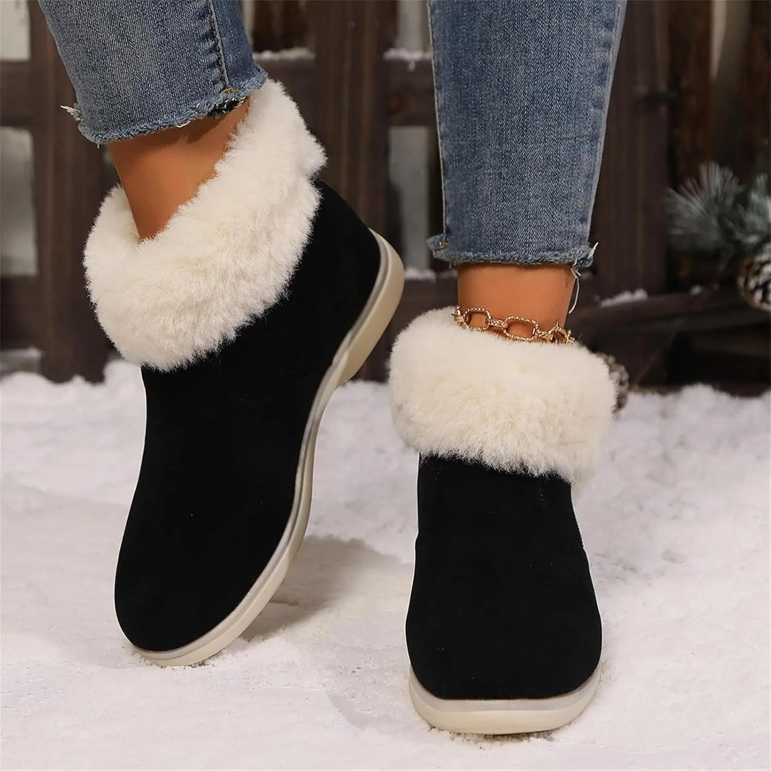 Furry Snow Boots for Women Zapatos Para Invierno Mujer Botas De Invierno Womens Duck Boots Winter Boots for Women Fashion Size 12