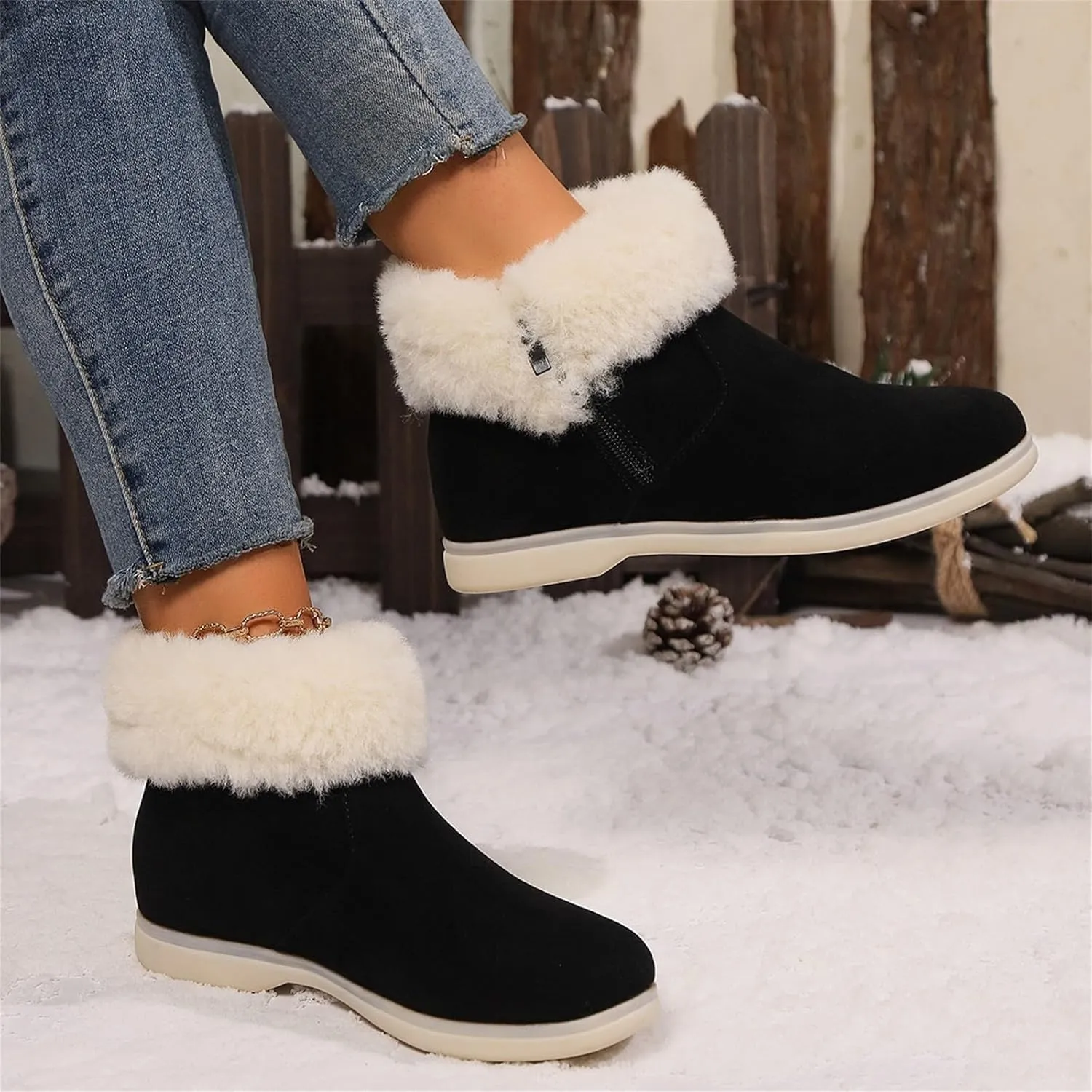 Furry Snow Boots for Women Zapatos Para Invierno Mujer Botas De Invierno Womens Duck Boots Winter Boots for Women Fashion Size 12