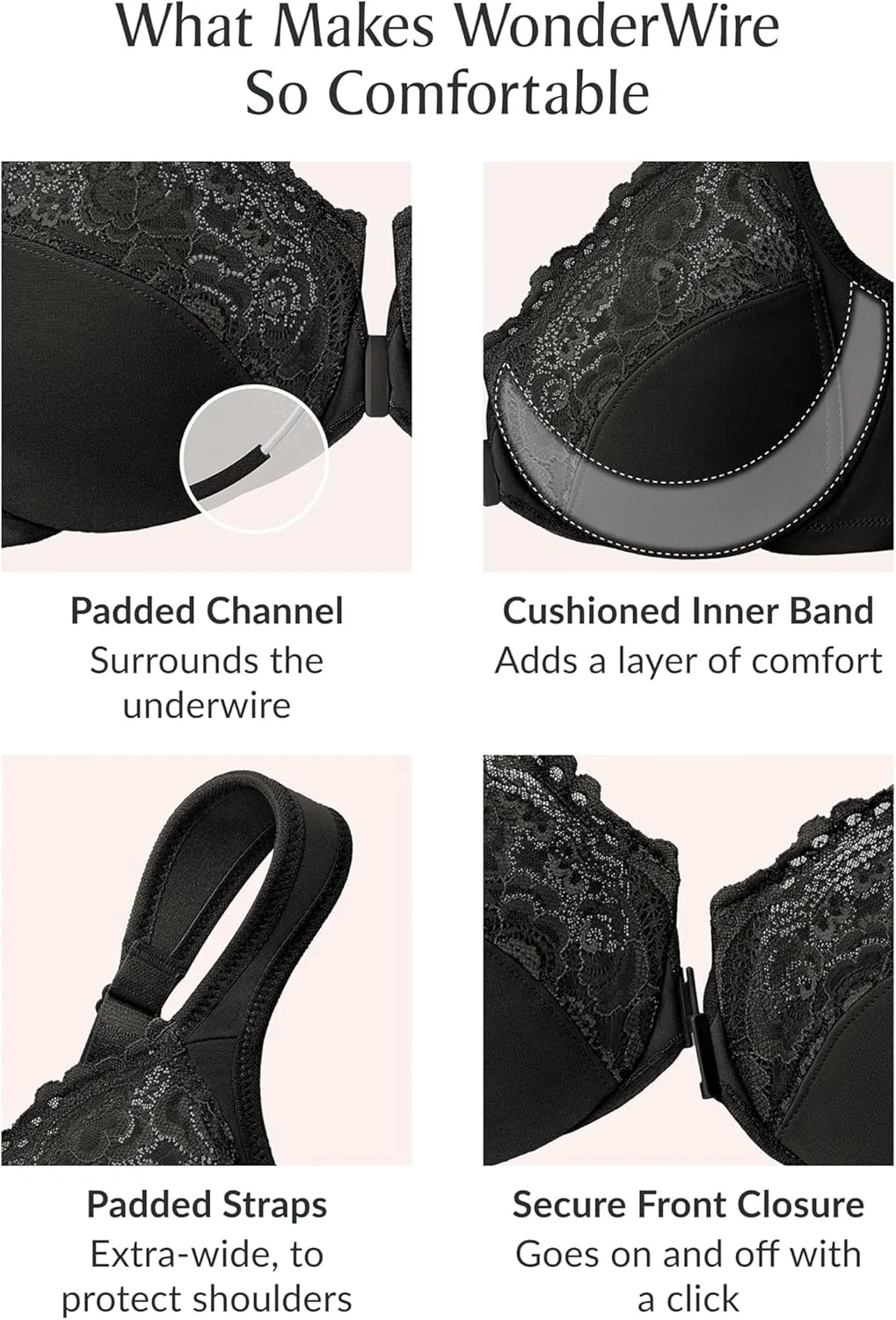 Glamorise Women's Wonderwire Front-Closure Bra Underwire 1245