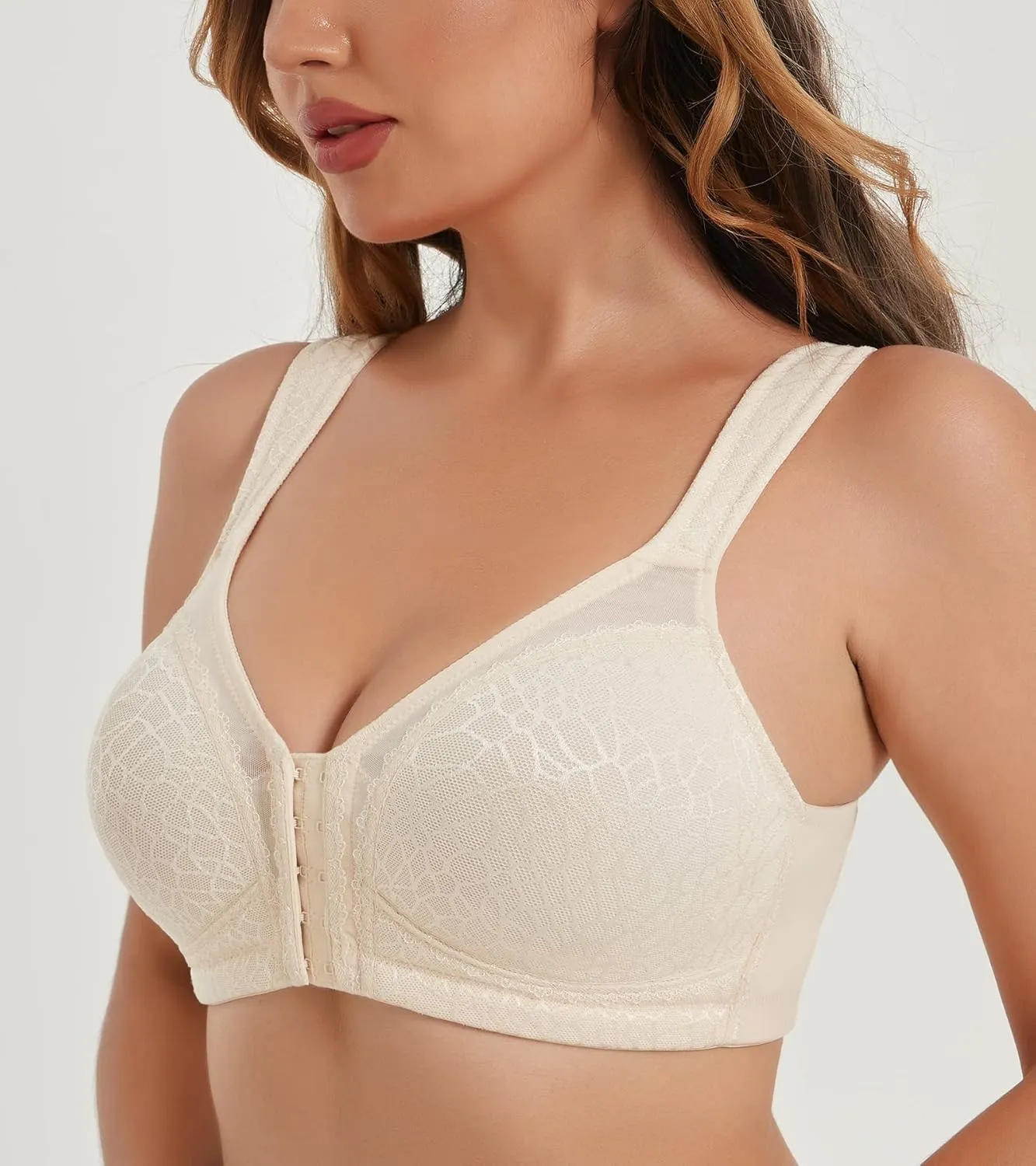 HACI Front Closure Posture Bra Back Support Unpadded Wireless Support Everyday