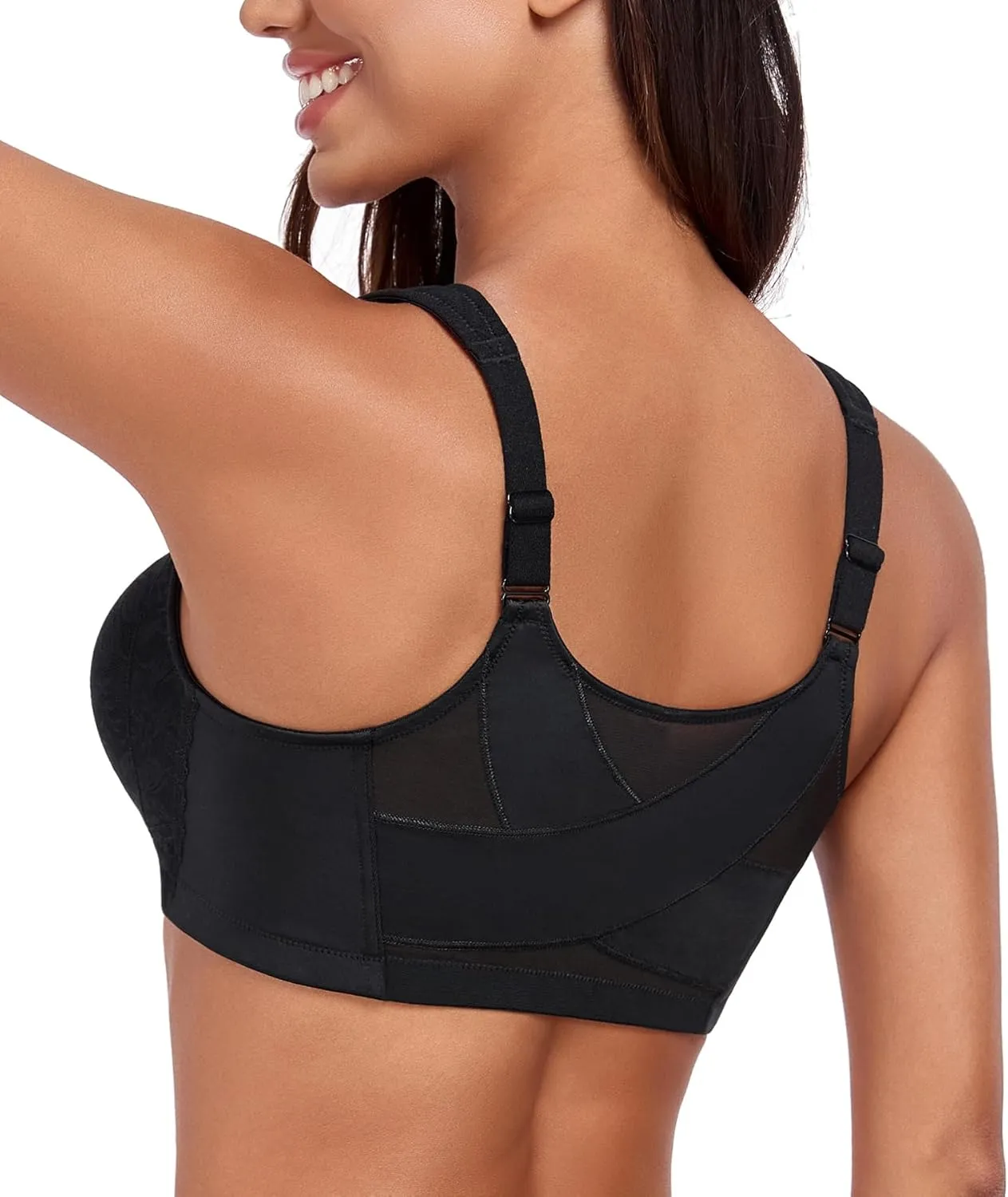 HACI Women's Front Closure Posture Bra Everyday Full Coverage Back Support Wireless Non Padded