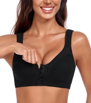 HACI Women's Front Closure Posture Bra Everyday Full Coverage Back Support Wireless Non Padded