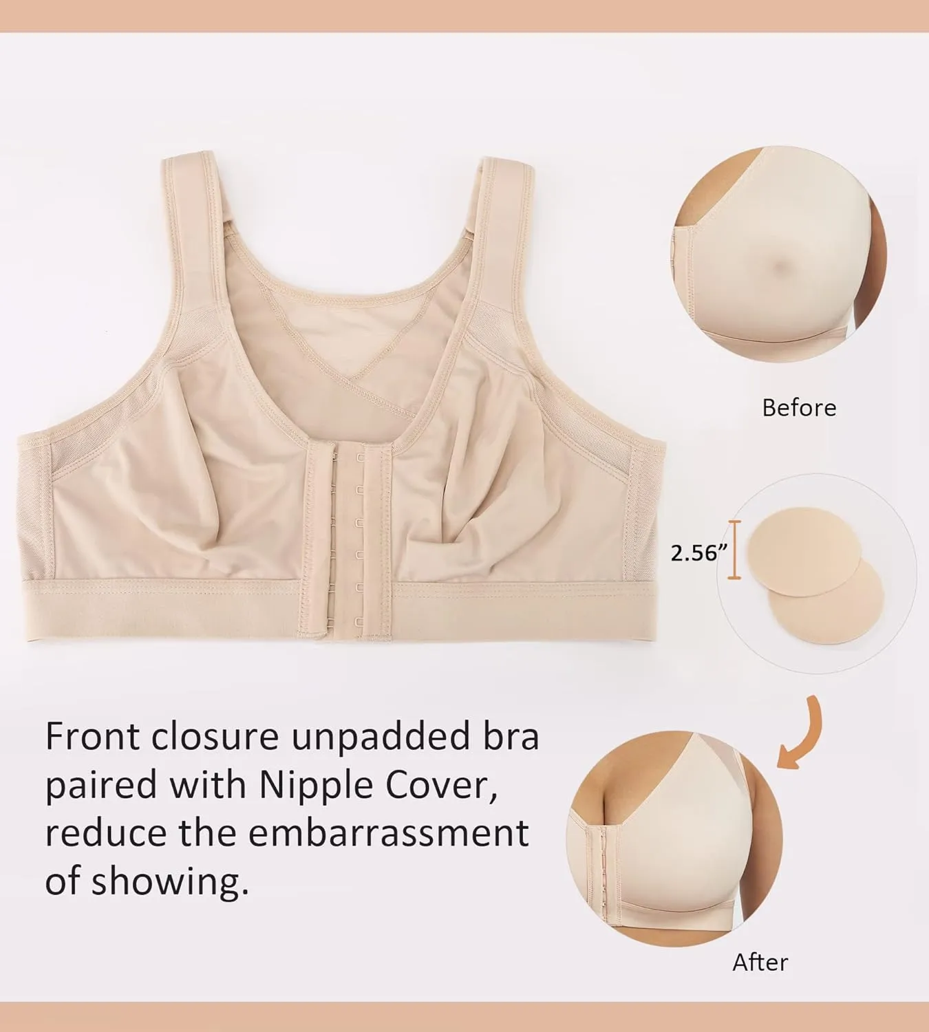 HACI Women's Front Closure Posture Bra Full Coverage Back Support Everyday Wireless Comfy Unpadded Cup