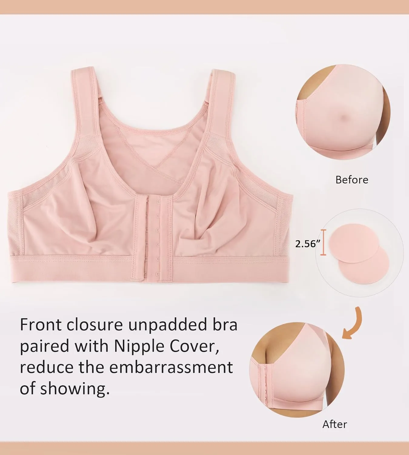 HACI Women's Front Closure Posture Bra Full Coverage Back Support Everyday Wireless Comfy Unpadded Cup
