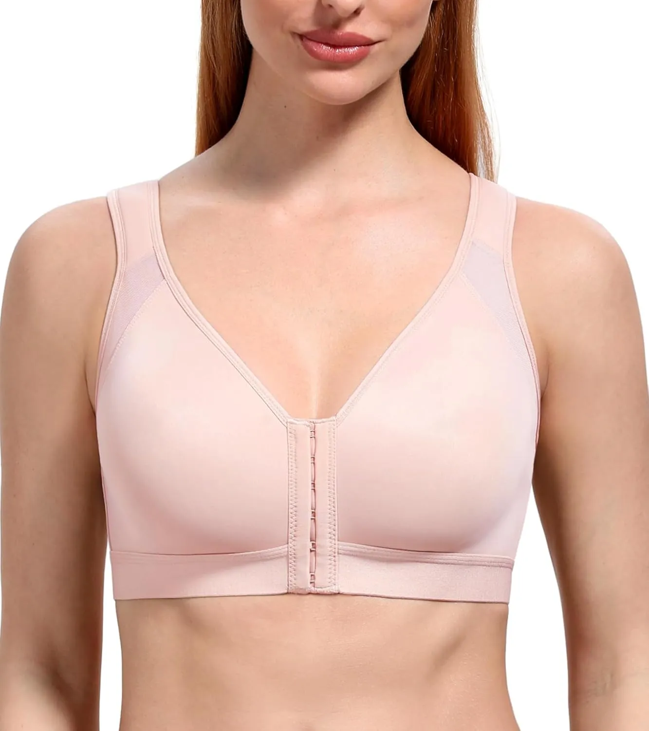 HACI Women's Front Closure Posture Bra Full Coverage Back Support Everyday Wireless Comfy Unpadded Cup