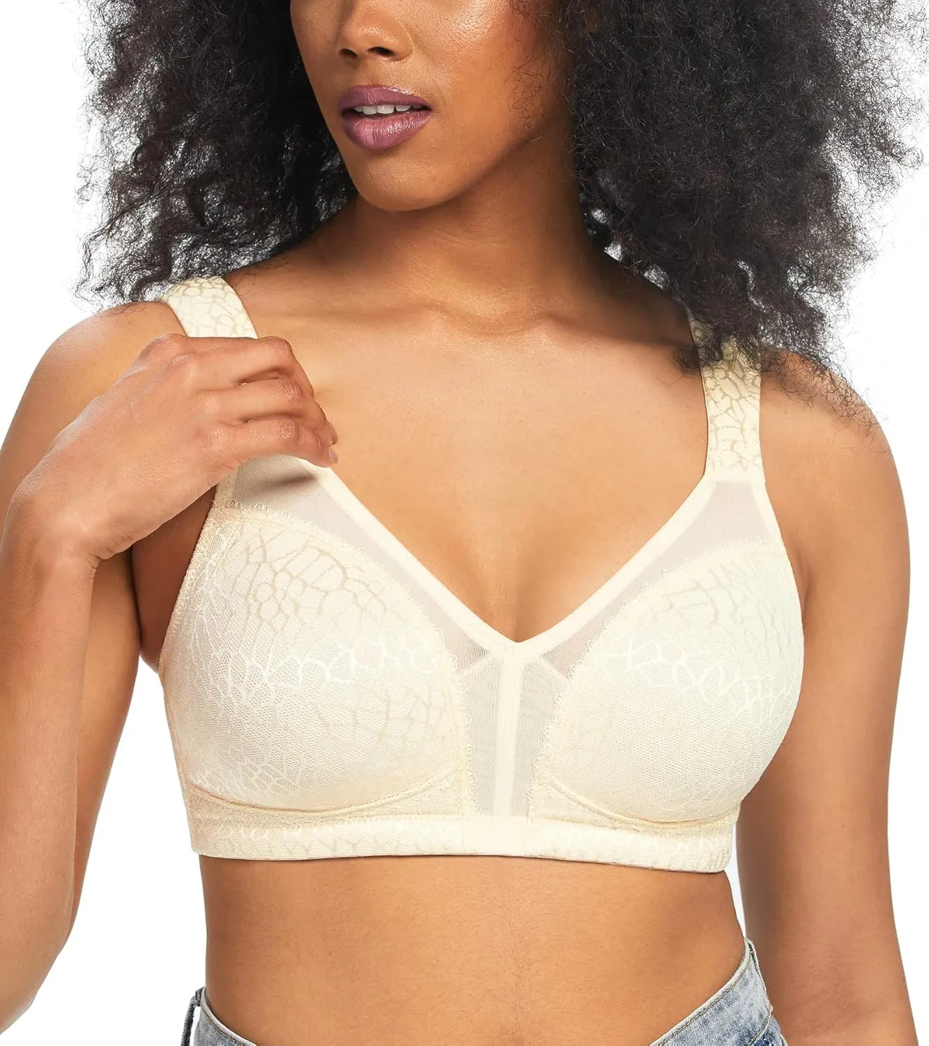 HACI Women's Minimizer Bra Full Coverage Everyday Wirefree Non Padded Plus Size for Large Bust Support Seamless