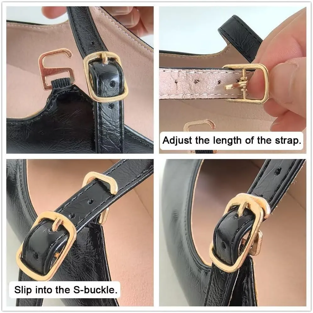 Hee grand Vintage Mary Jane Shoes Chunky Heels for Women Square Toe Adjustable Strap Pump PU Leather Brogue Work Heels Dress Shoes