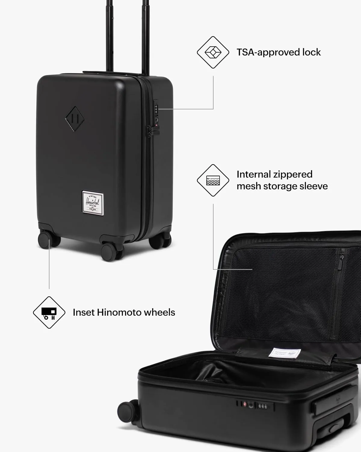 Herschel Supply Co. Heritage Hardshell Luggage, Ash Rose, Carry on-19 Inch