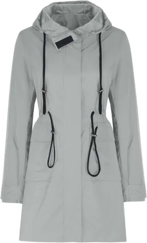 HGps8w Women's Drawstring Waist Raincoat Waterproof Hooded Trench Coats Lightweight Outdoor Windbreaker Long Travel Jackets