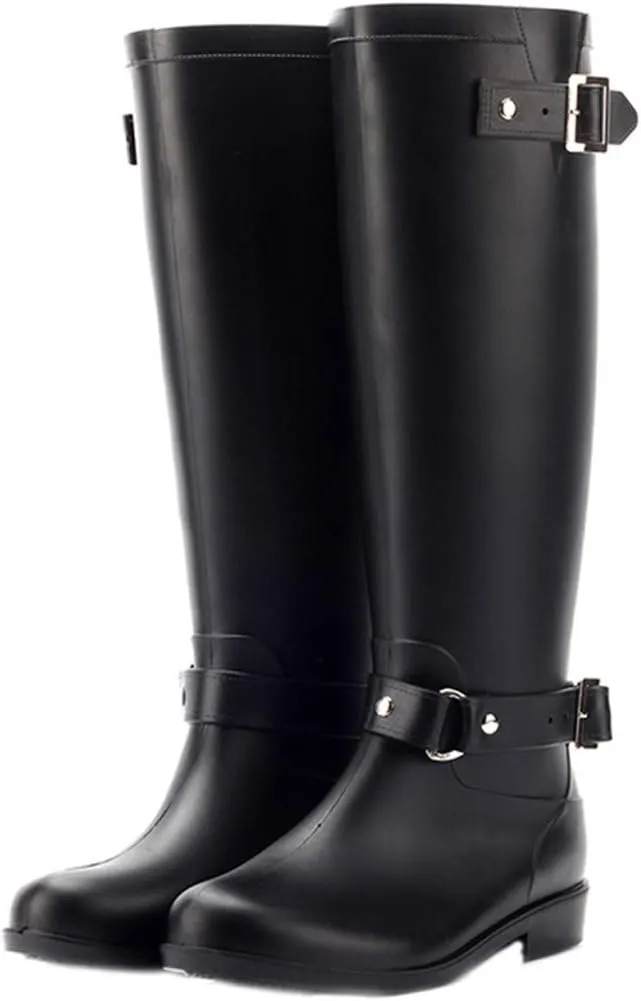 HHmei Shoes Classic Flat Back Lace Up Knee-high Boots