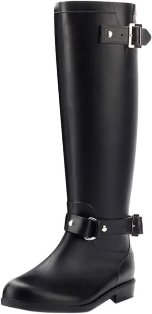 HHmei Shoes Classic Flat Back Lace Up Knee-high Boots