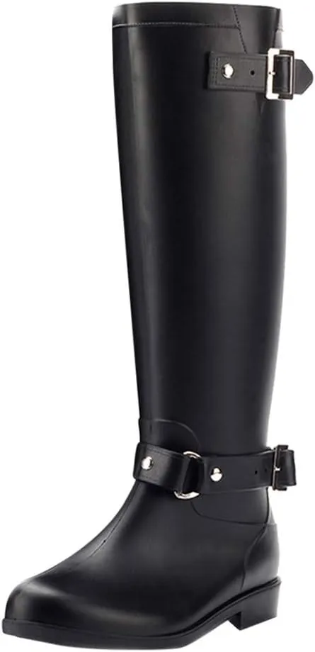 HHmei Shoes Classic Flat Back Lace Up Knee-high Boots